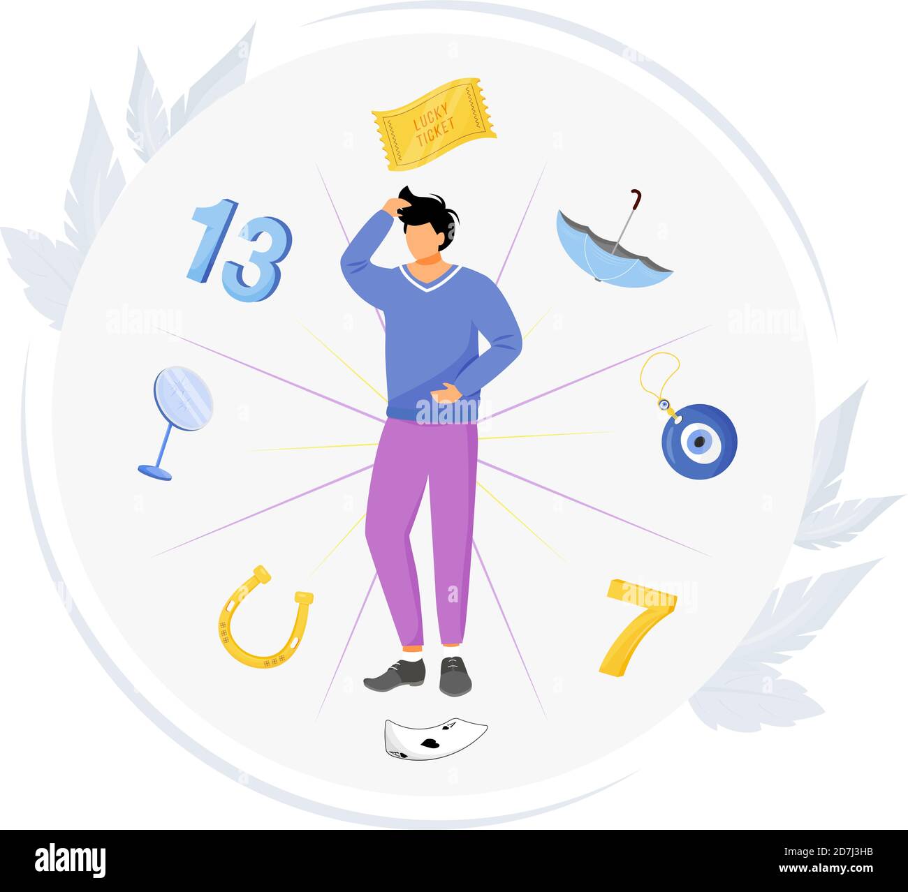 Common superstitions flat concept vector illustration Stock Vector