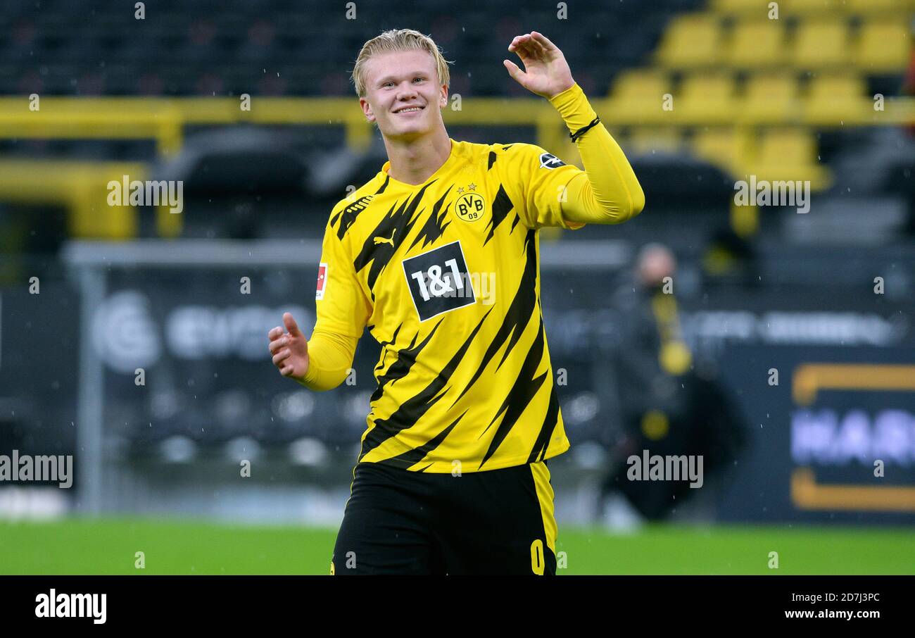 Dortmund S Norwegian Forward Erling Haaland Celebrates After The Bundesliga Match Between Bor Dortmund And Sc Freiburg Stock Photo Alamy
