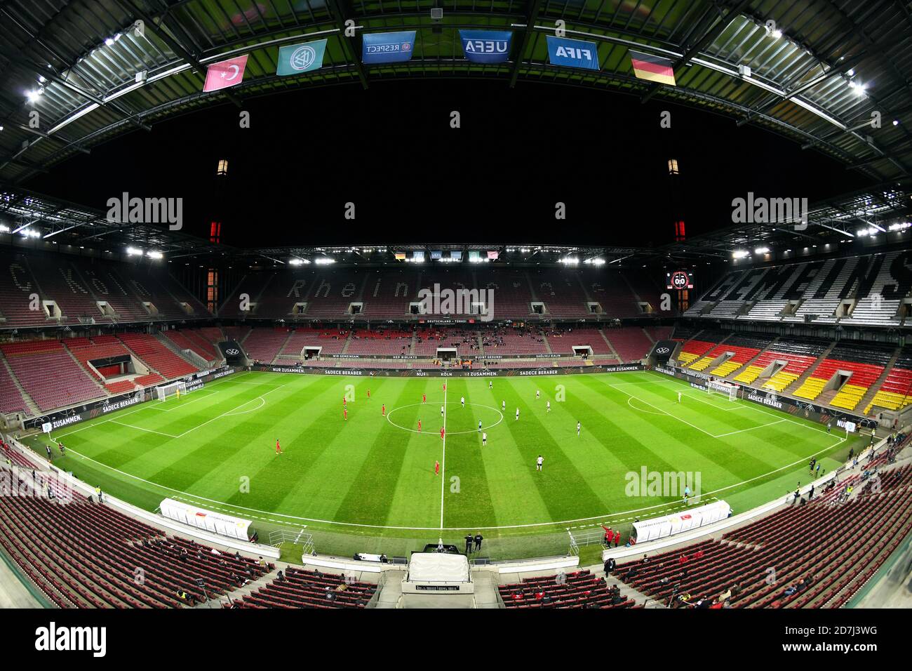 Overview of the almost empty Rhein Energie Stadium at the DFB international match between Germany and Turkey, Cologne, Germany Stock Photo