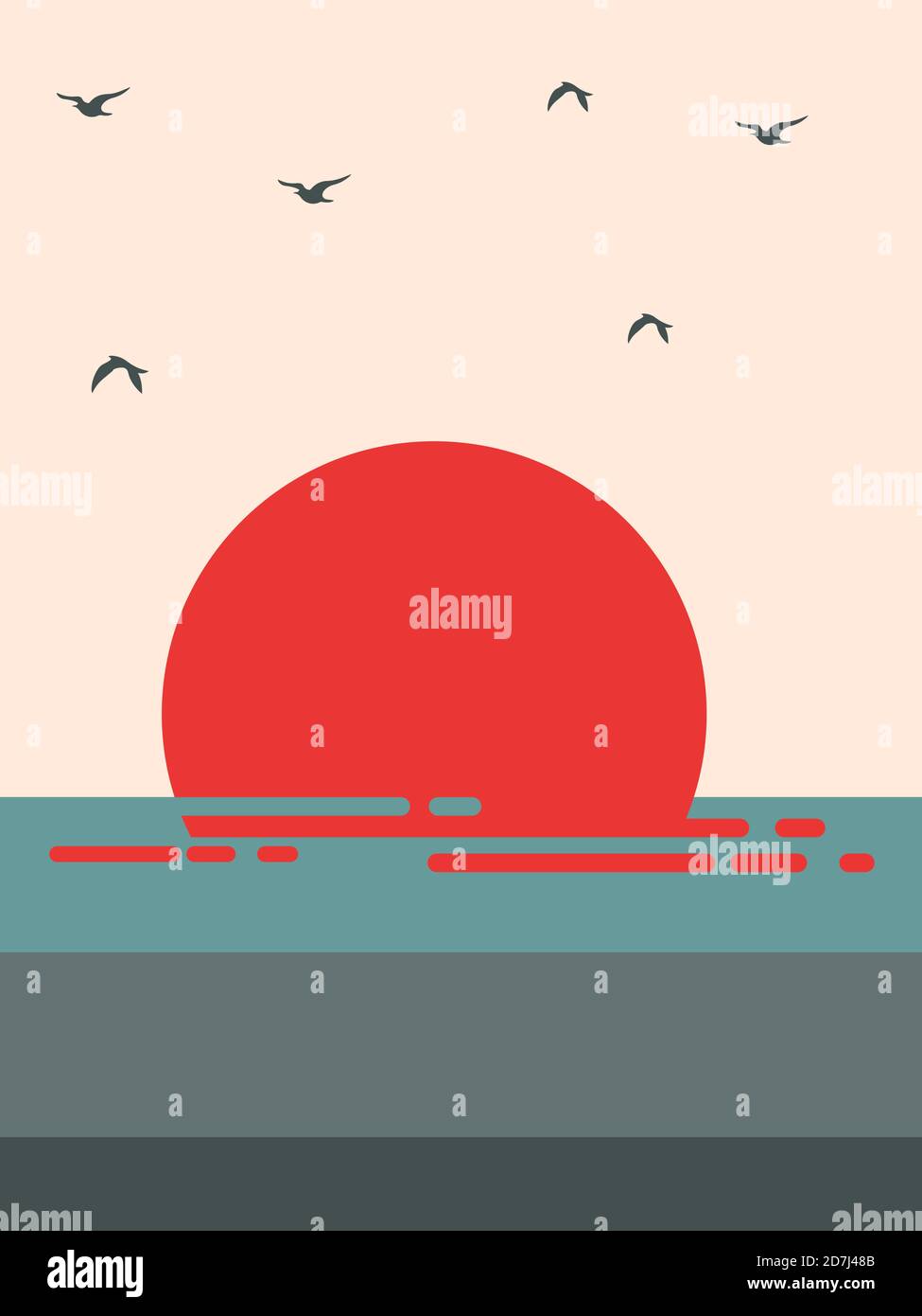 vector illustration of a sunset at the sea Stock Vector Image & Art - Alamy