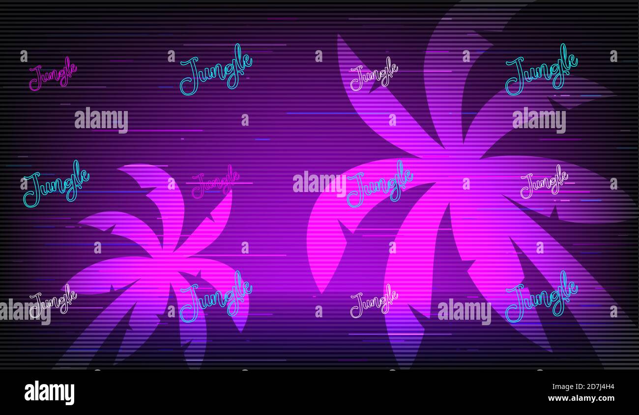 Palm trees retro futuristic style vector background Stock Vector