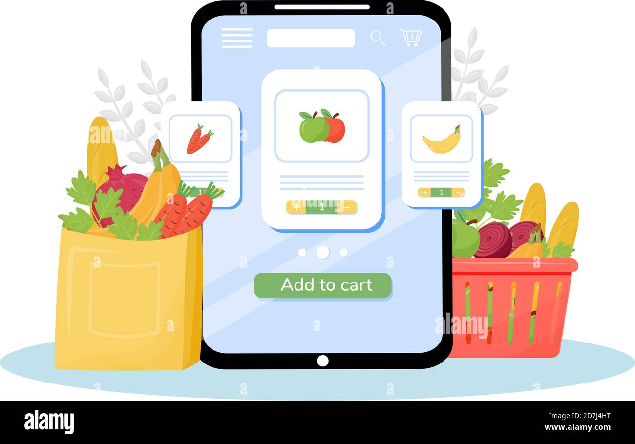 Greengrocery online ordering flat concept vector illustration Stock ...