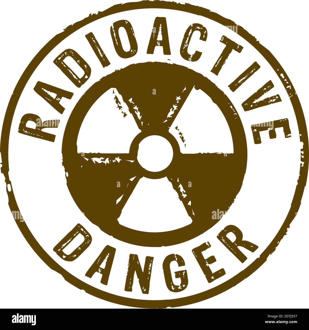 Radioactive danger symbol grunge stamp vector symbol. Atomic energy warning, radiation alert and nuclear power hazard concept illustration. Stock Vector