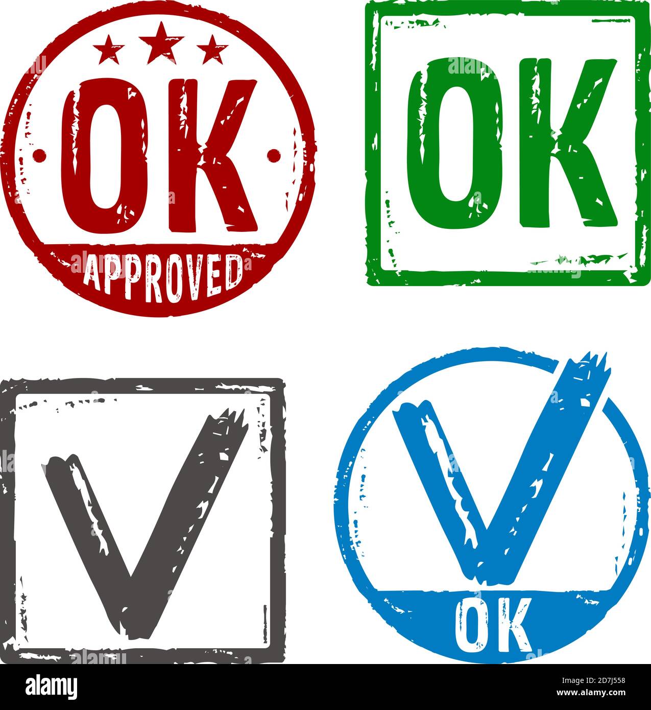 OK approved grunge stamp vector symbol. Document accepted, check, admitted and success concept illustration. Stock Vector