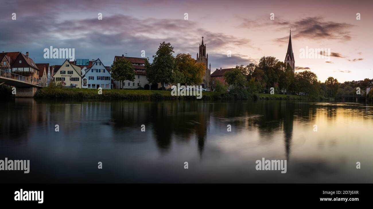 Evening mood at the Neckar river, Rottenburg am Neckar / Germany Stock Photo