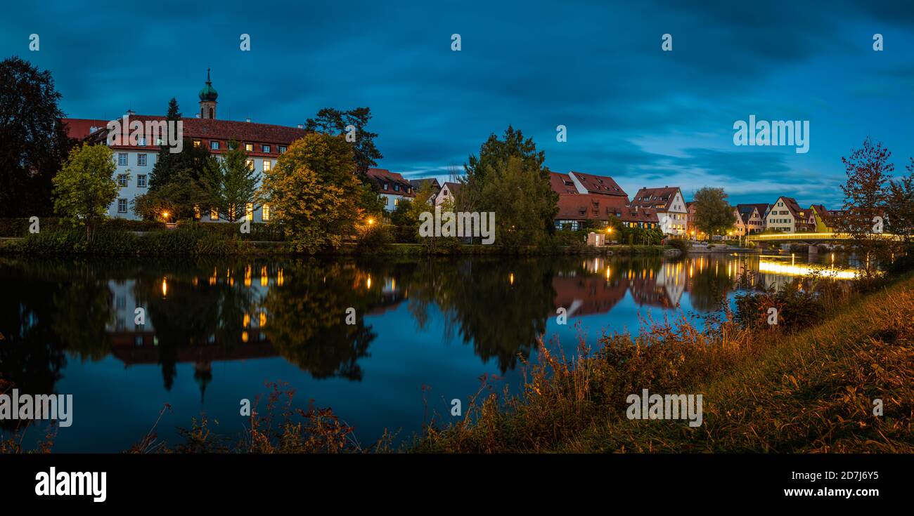 Evening mood at the Neckar river, Rottenburg am Neckar / Germany Stock Photo