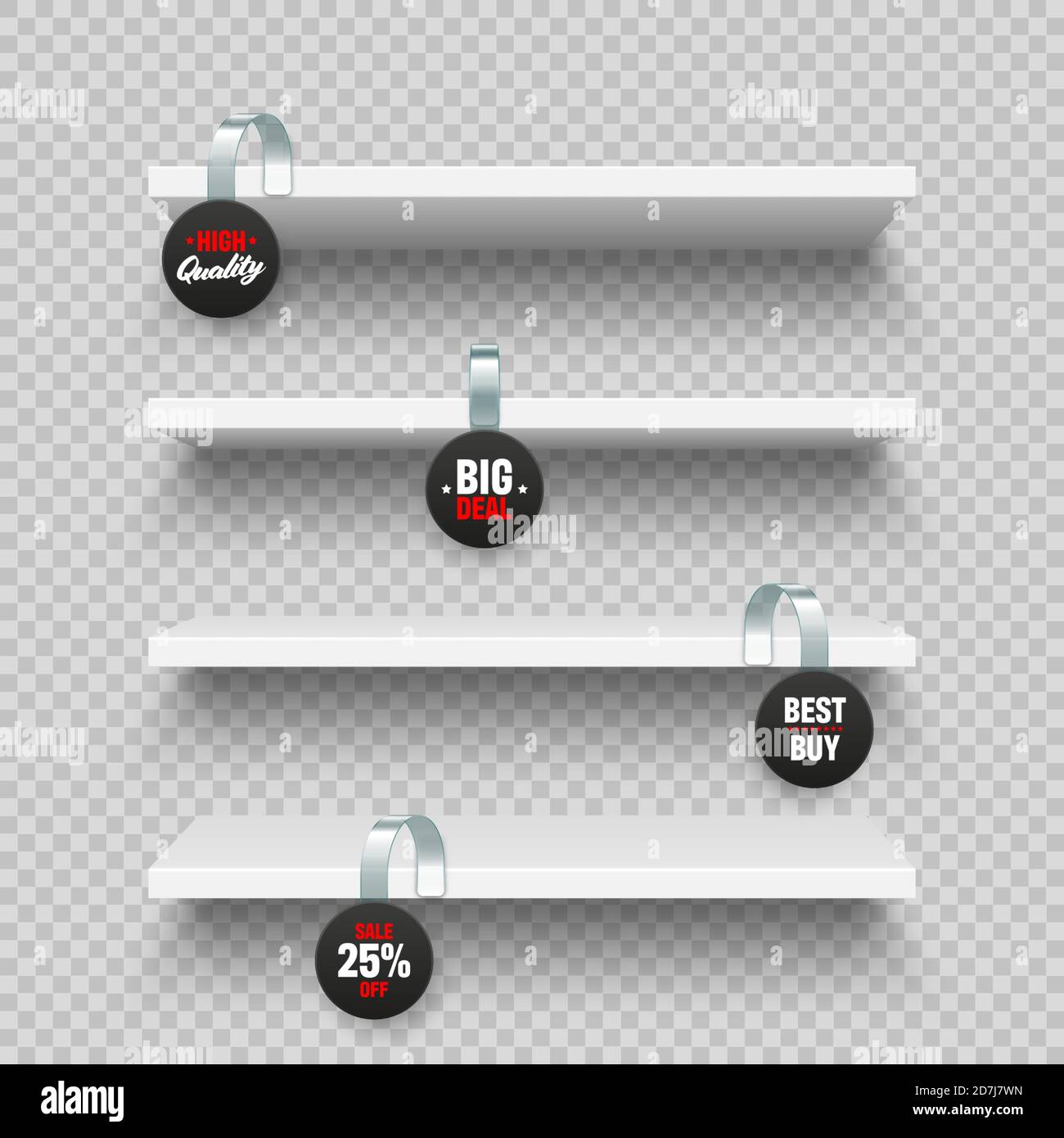 Wobbler In Store Realistic vector store shelves, supermarket promotional wobblers ...