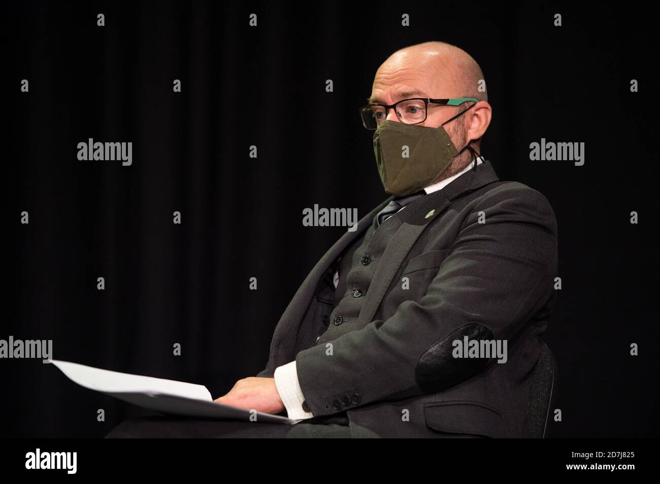 Edinburgh, Scotland, UK. 23rd Oct, 2020. Pictured: Scottish Green Party Co-Leader Patrick Harvie MSP unveils the party's proposals for a New Deal for Scotland's workers, ahead of the Scottish Green Party's conference happening this weekend. Credit: Colin Fisher/Alamy Live News Stock Photo