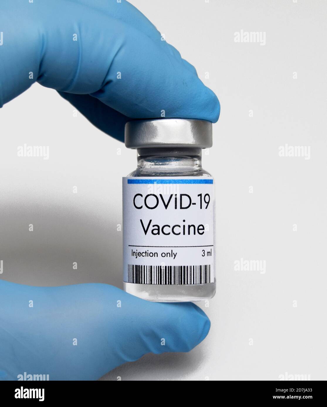 Vaccine against coronavirus COVID-19 in phial at third trial phase at Johnson and Johnson medical laboratory in USA. Healthcare and medical co Stock Photo