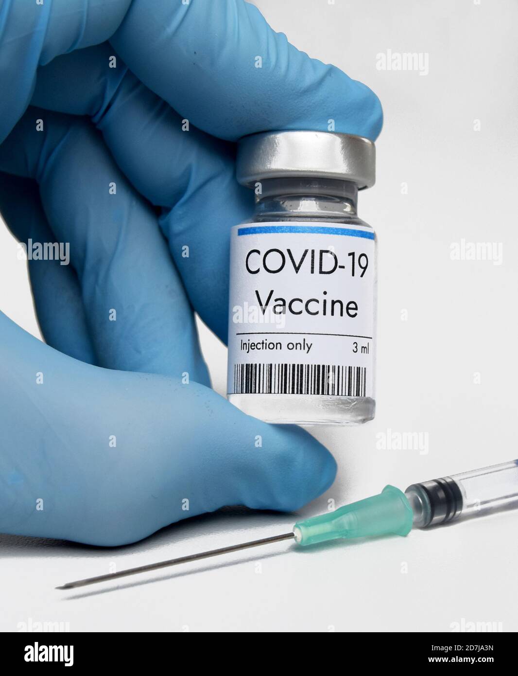 Vaccine against coronavirus in phial at third trial phase at Moderna medical laboratory in USA. COVID-19 vaccine. Healthcare and medical concept. Stock Photo