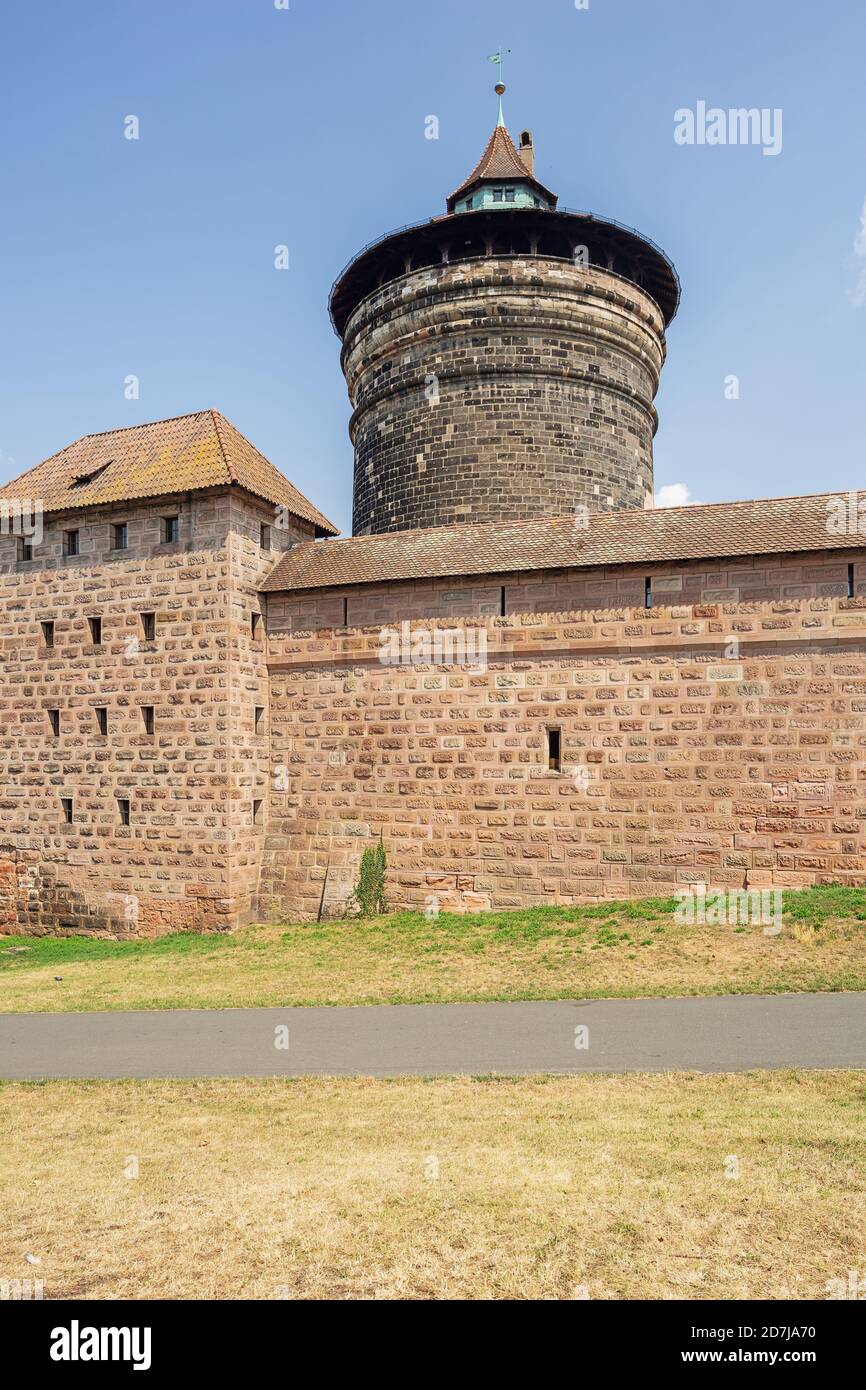 View of the Spittlertorturm, one of the four main towers in the city wall of Nuremberg Stock Photo