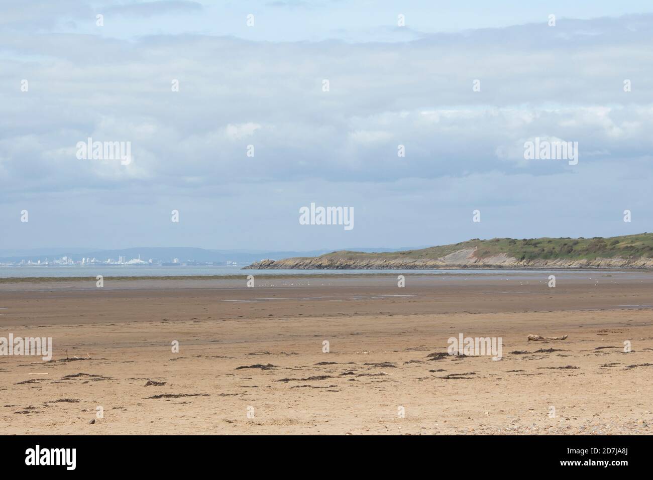 View from Sand Bay, Kewstoke, Somerset, United Kingdom looking towards Wales including Cardiff Stock Photo