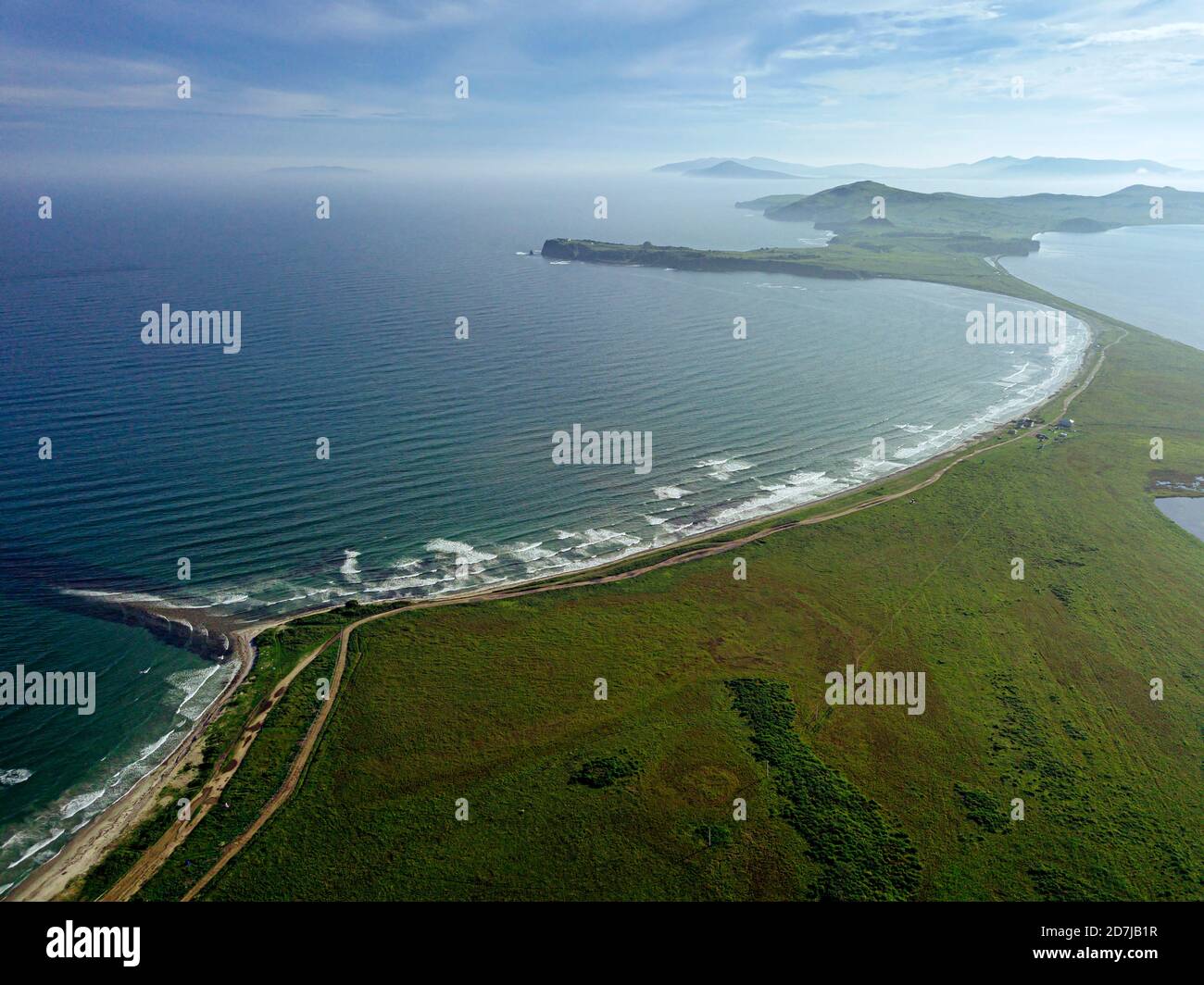 Aerial view of coastline of Krabbe Peninsula Stock Photo