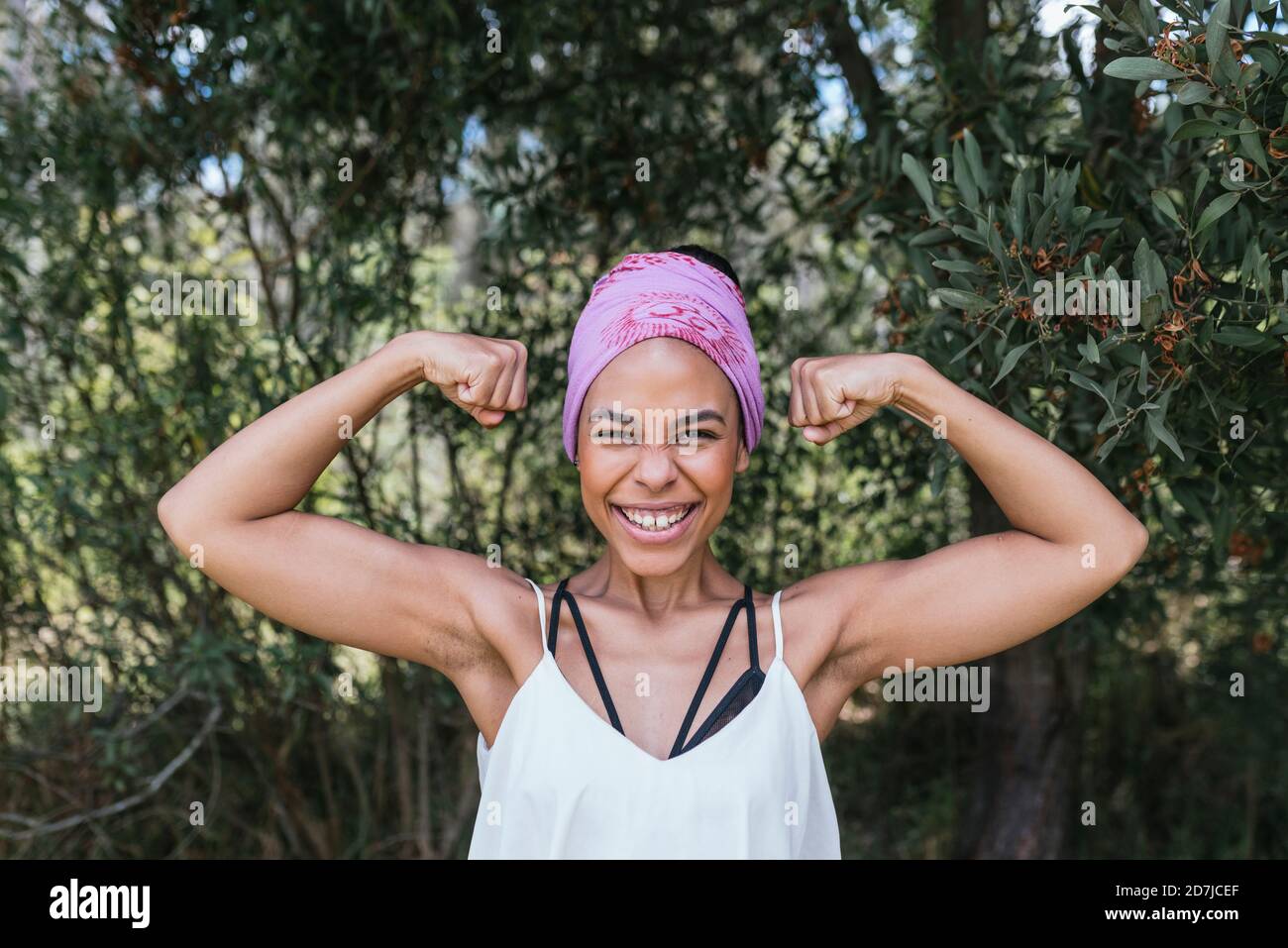 Woman flexing arms hires stock photography and images Alamy
