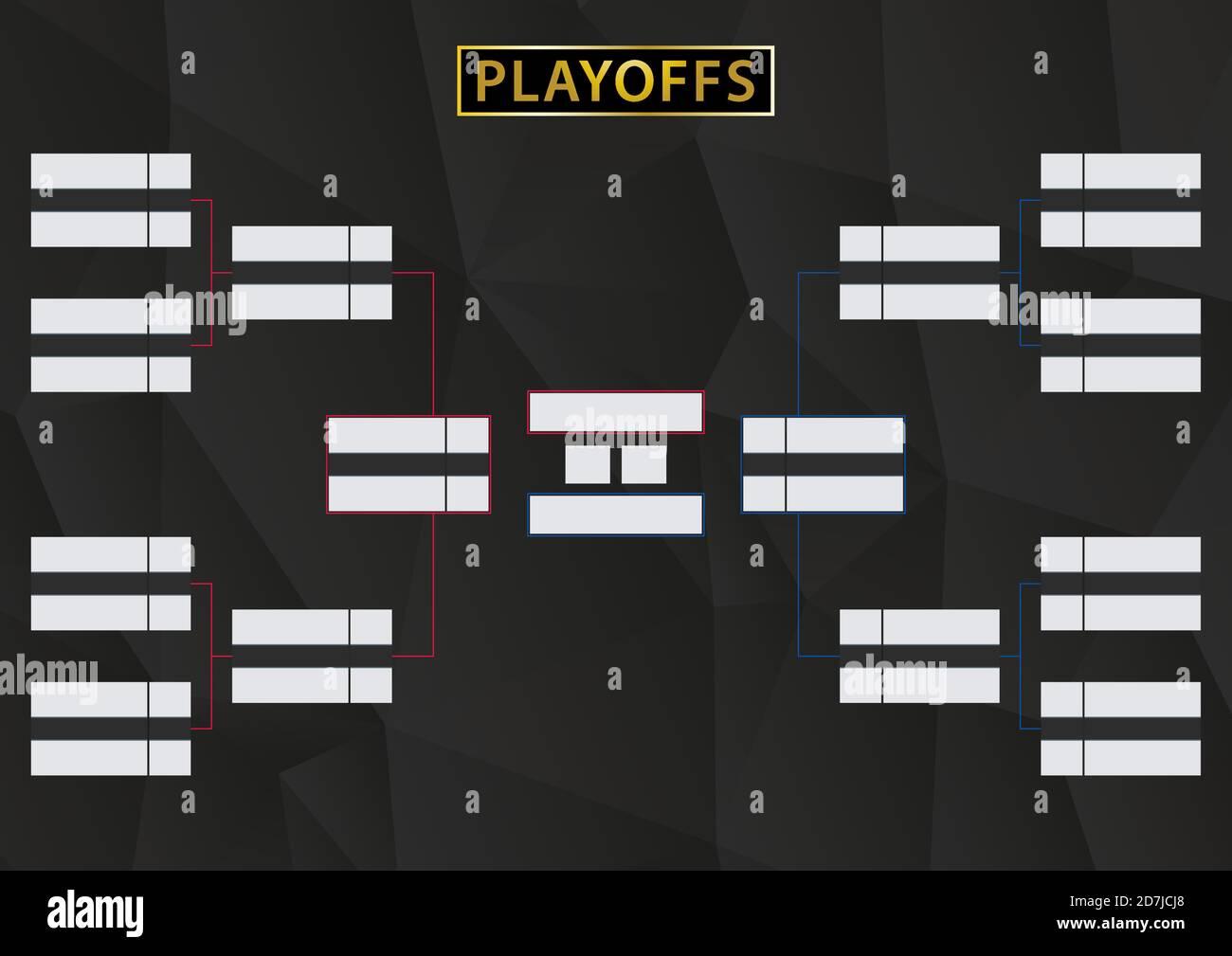 Playoffs Schedule with two Conference. Tournament Bracket on black background. Size A2 ready for print. Vector Illustration. Stock Vector