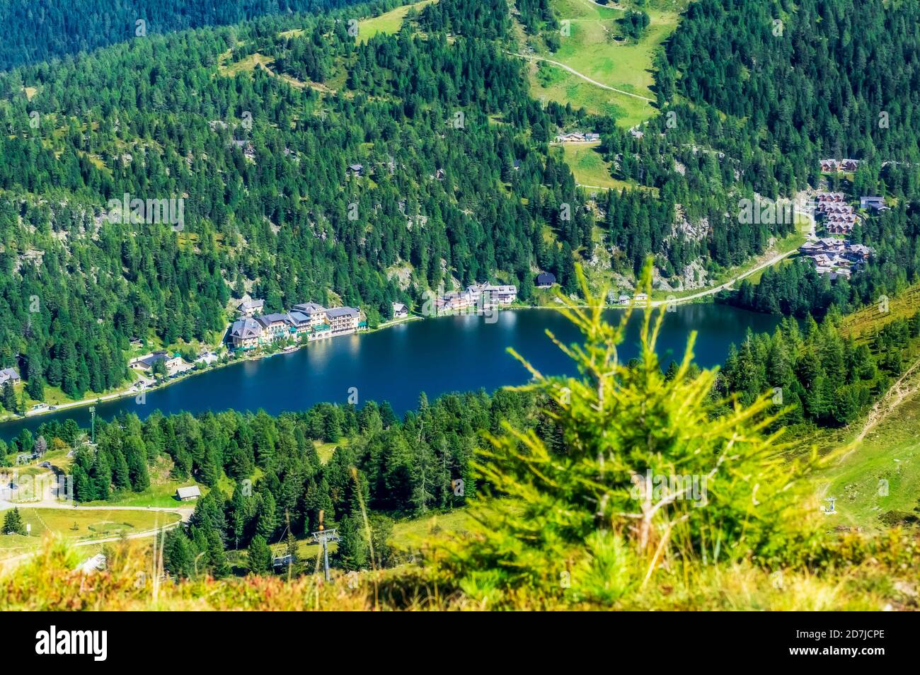 Beautiful landscape with lake at Turracher Hoehe, Gurktal Alps, Austria Stock Photo