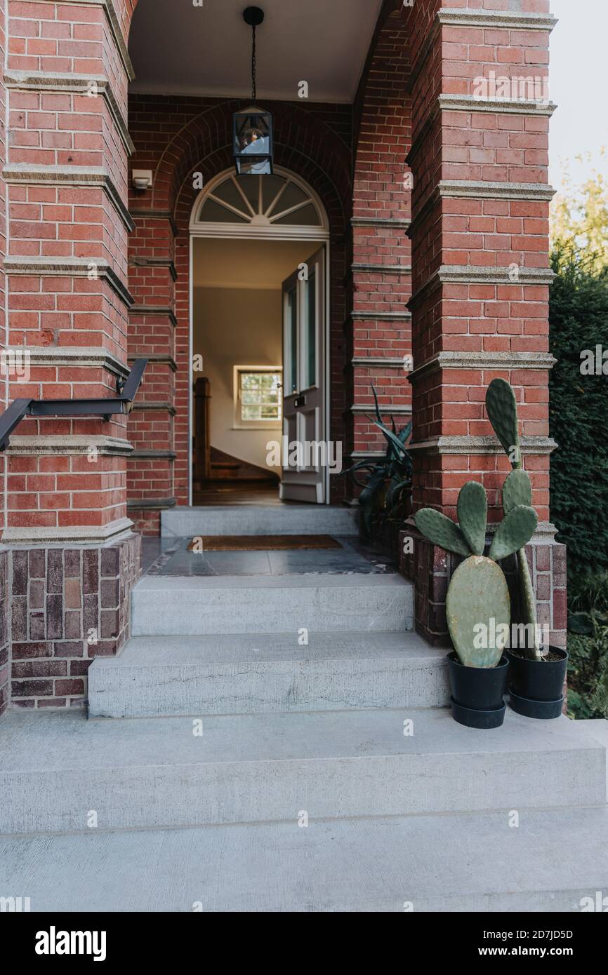 Entrance of old structure brick house Stock Photo