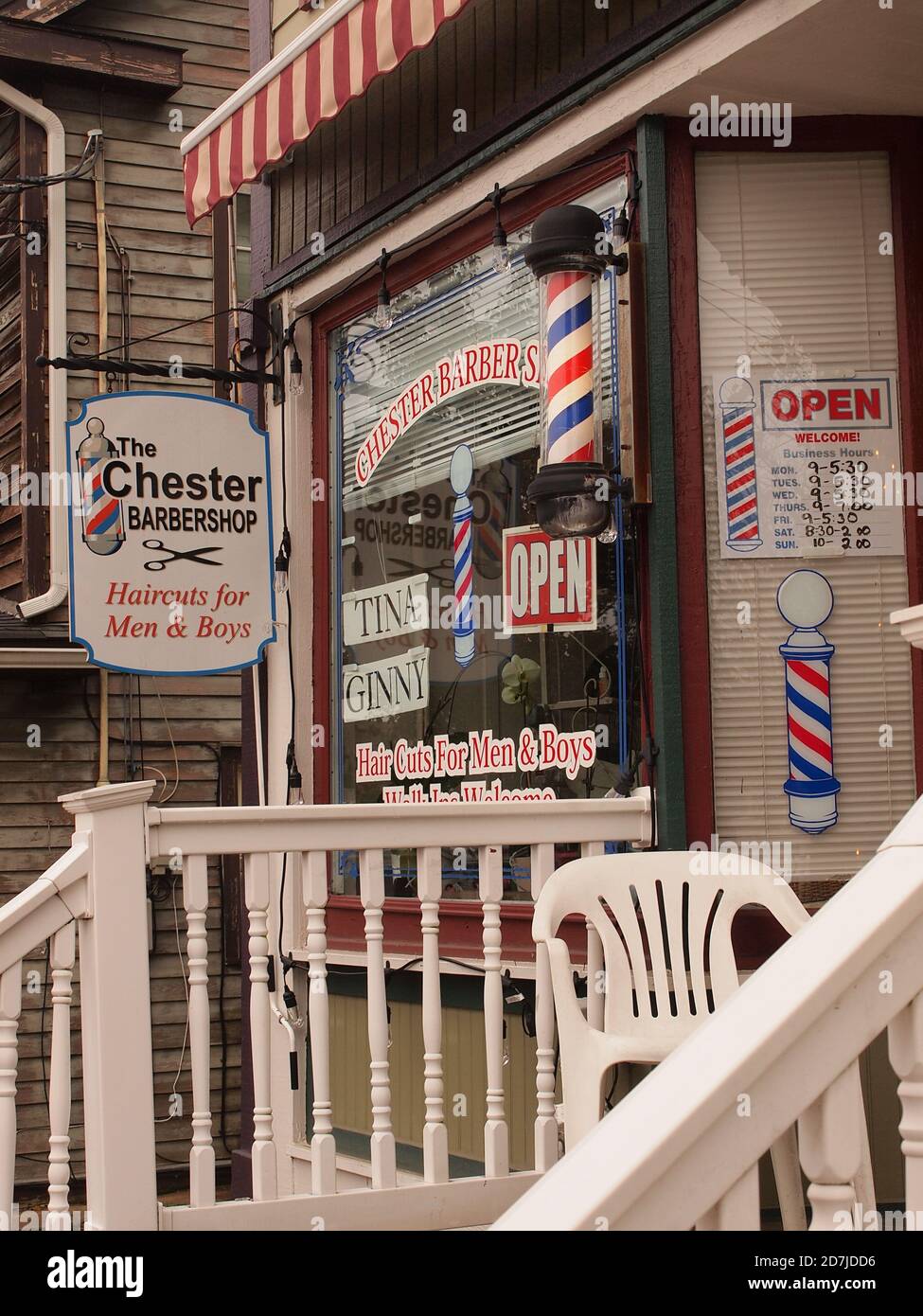 Four striped barber poles on shop hi-res stock photography and images ...
