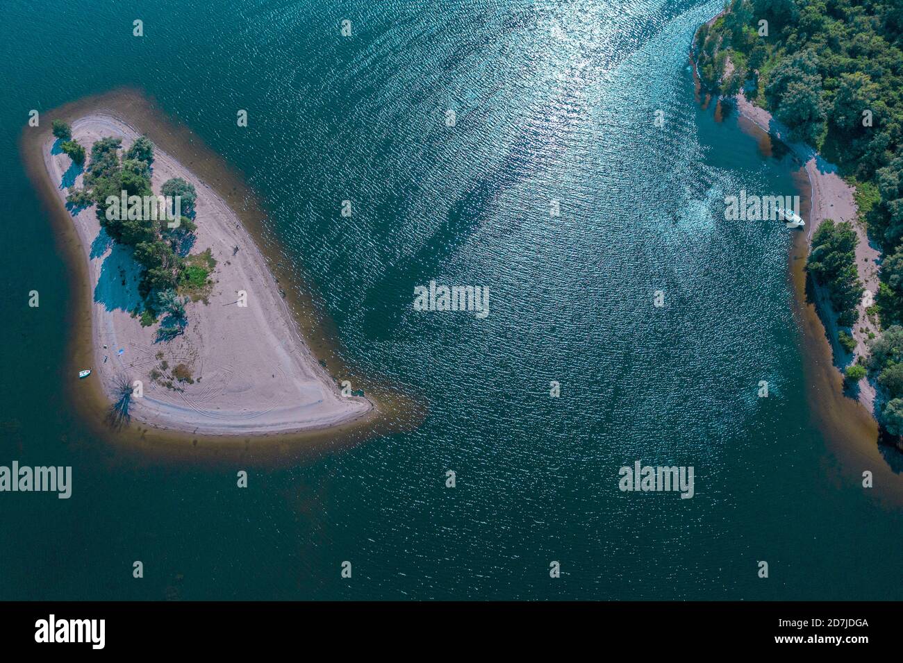Sandy Islets Aerial view of sandy islet in De Bijland lake Stock Photo - Alamy