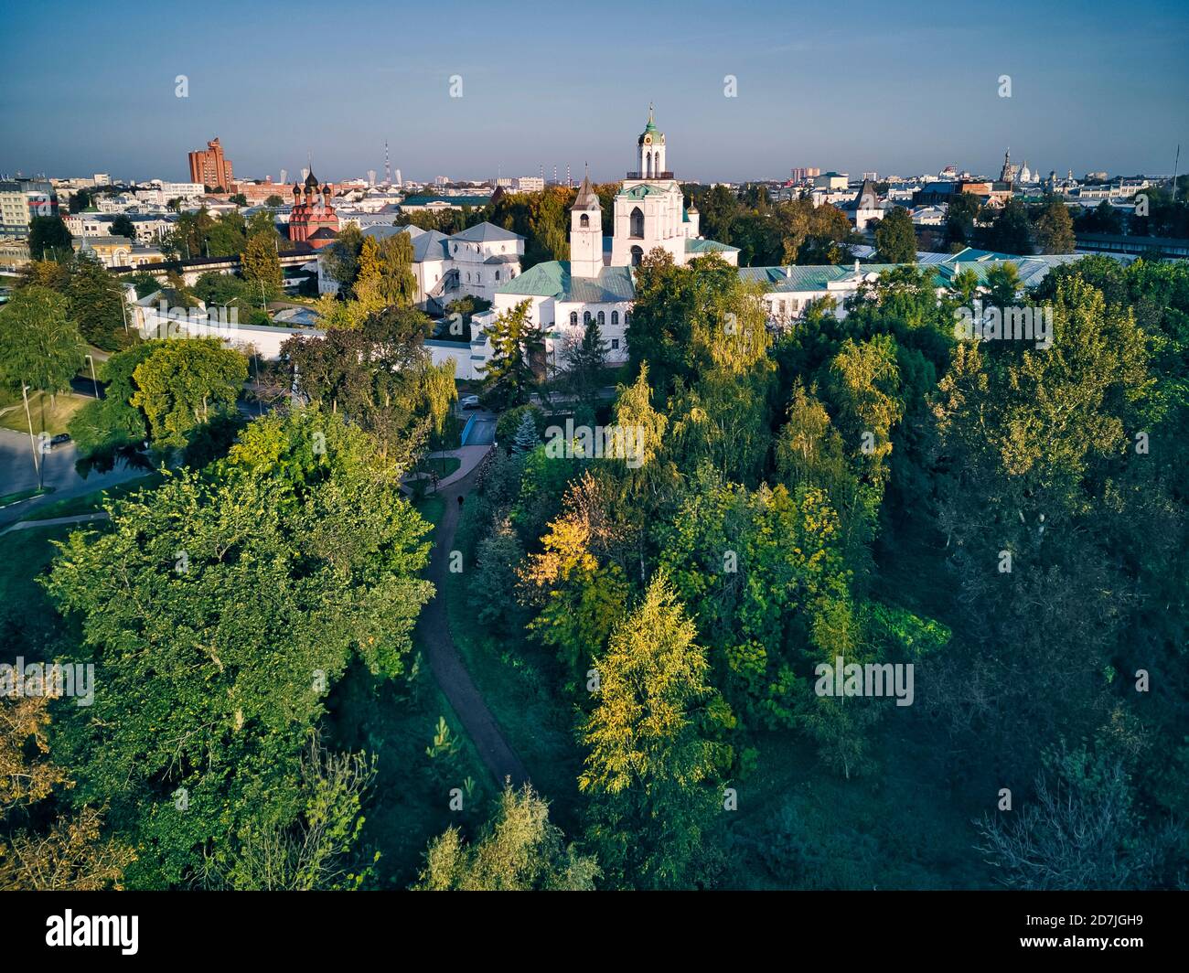 Aerial view of Yaroslavl Museum-Reserve and Spaso-Preobrazhensky Monastery, Yaroslavl, Russia Stock Photo
