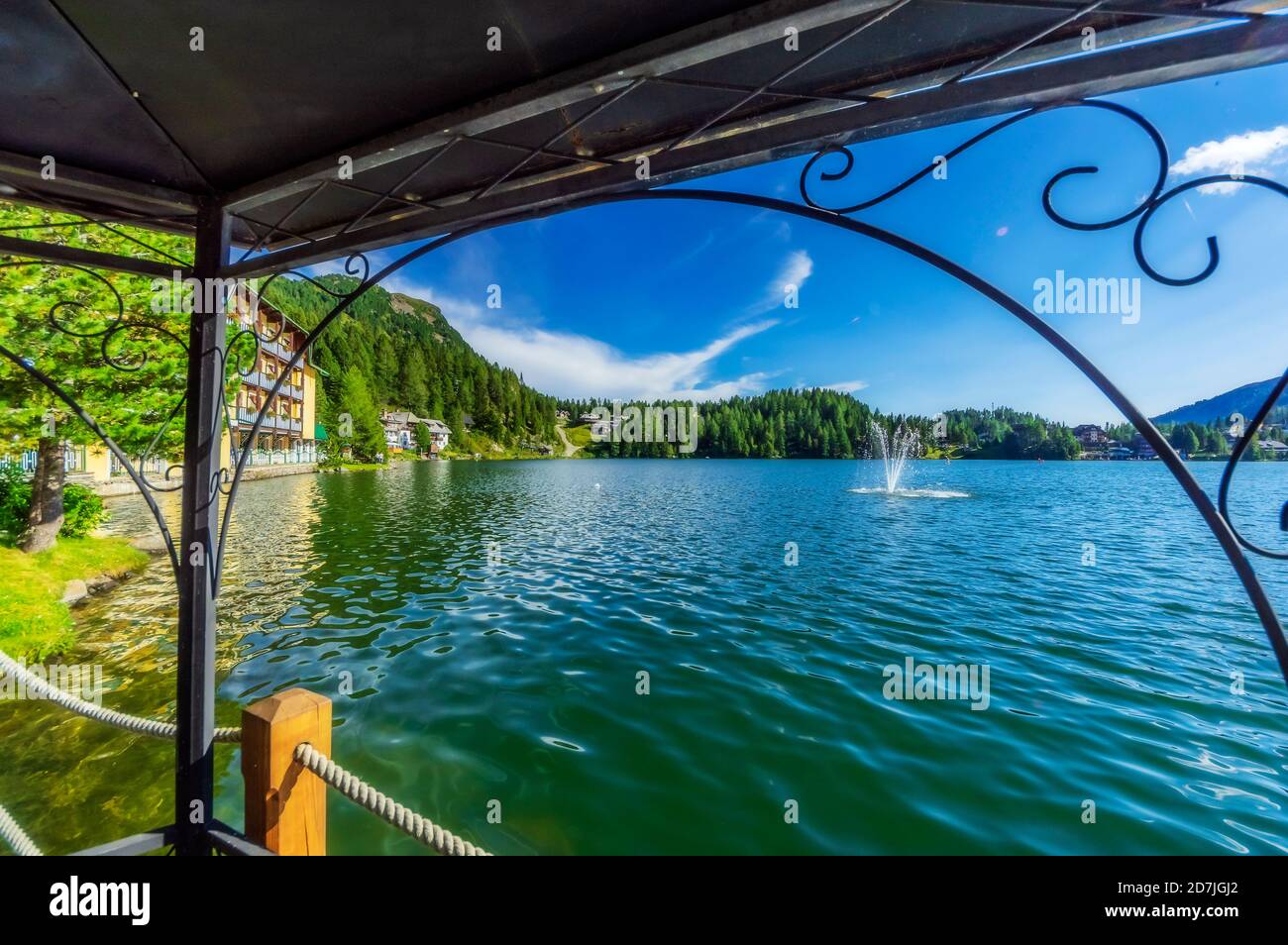 Boat in lake at Turracher Hoehe, Gurktal Alps, Austria Stock Photo
