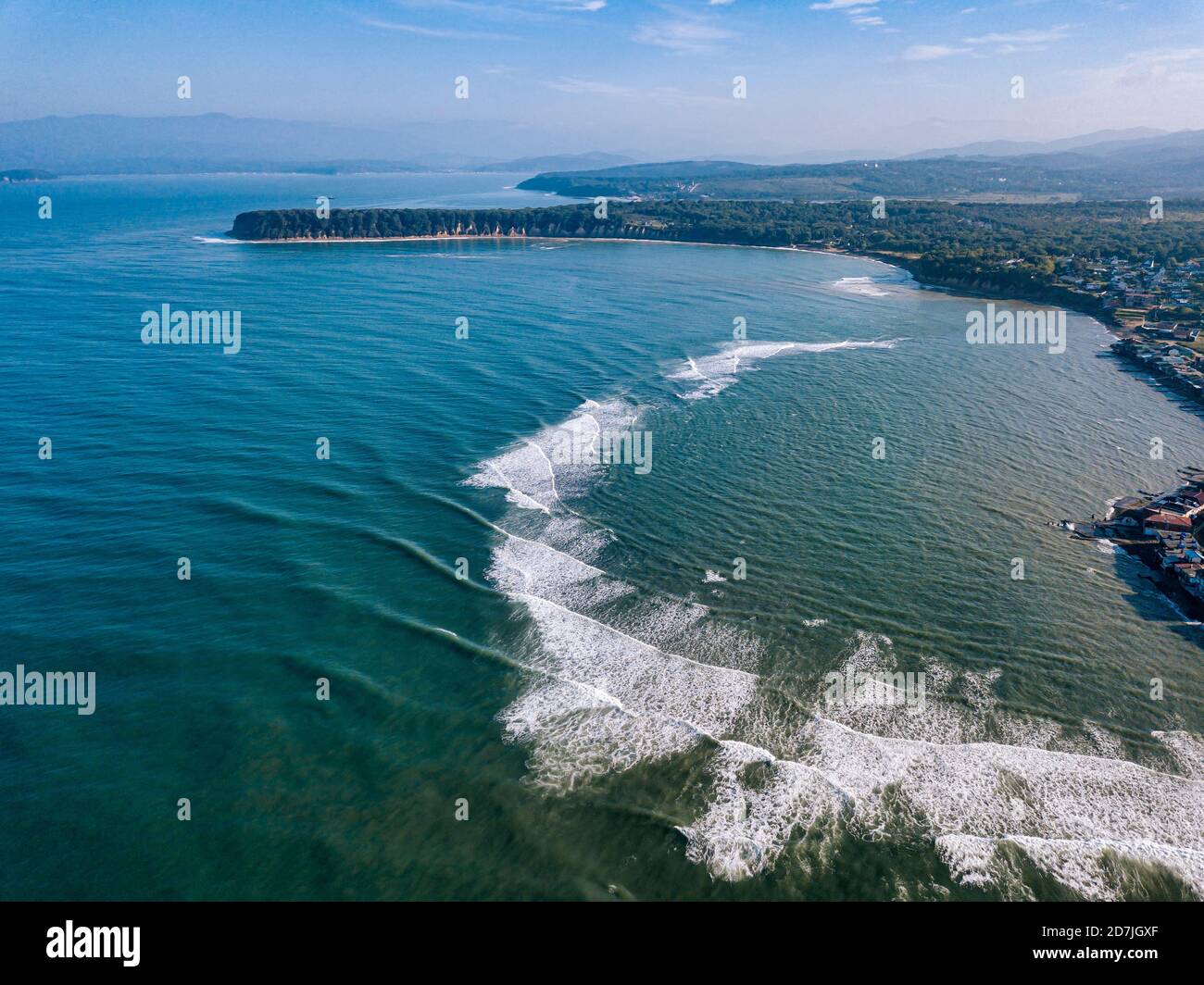 Russia, Primorsky Krai, Nakhodka, Aerial view of coastline