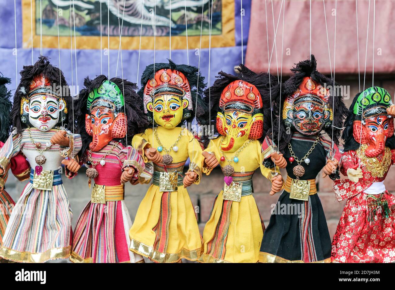 colorful souvenir puppet dolls at market in Nepal Stock Photo - Alamy