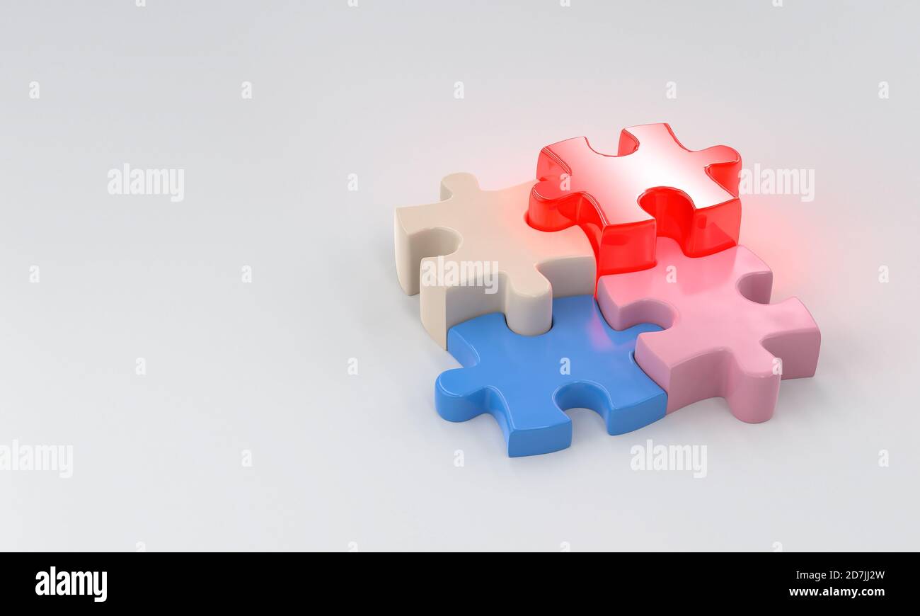 3d colorful puzzle on white background Stock Photo - Alamy