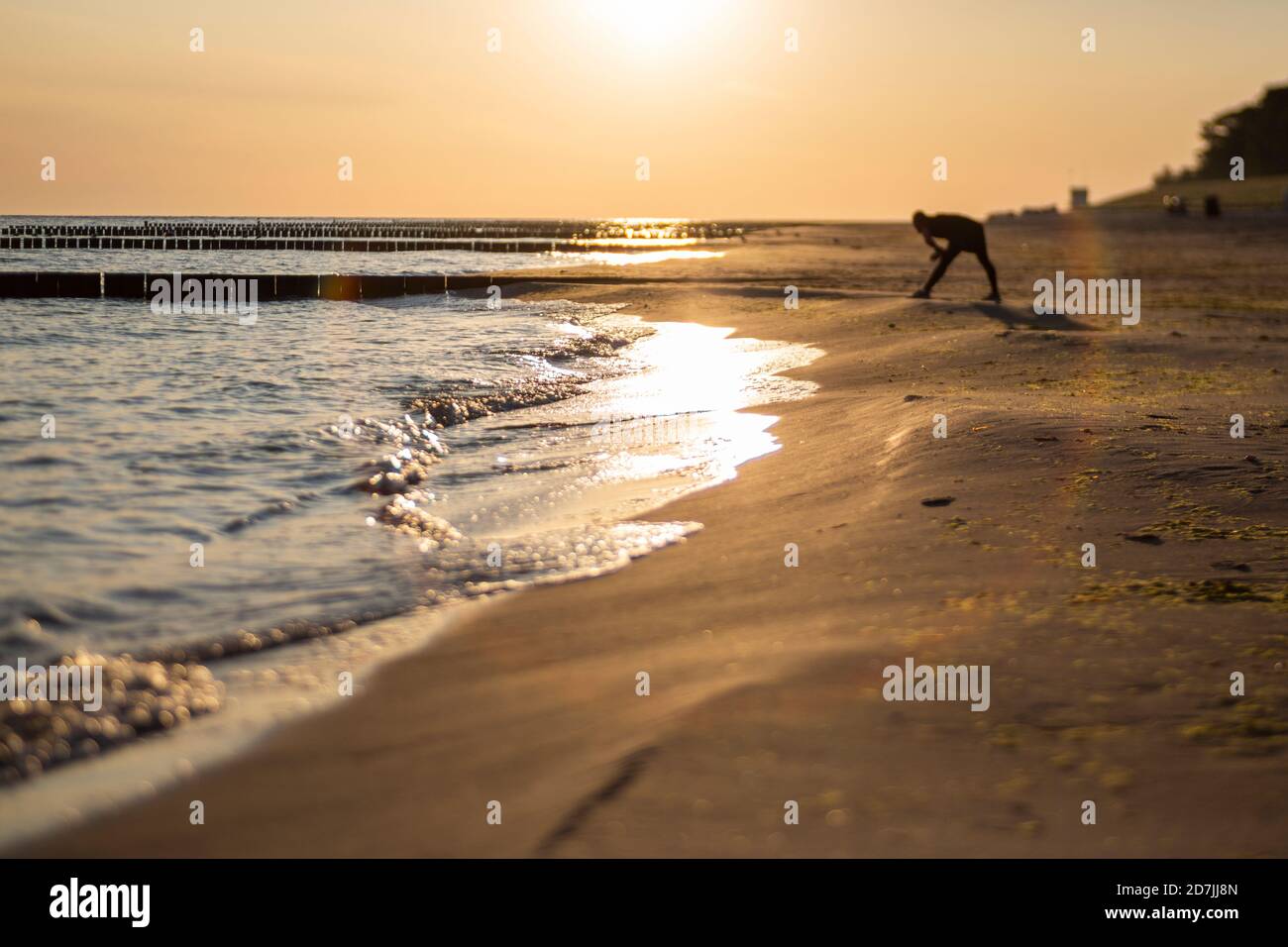 Baltic Sea beach at sunrise Stock Photo