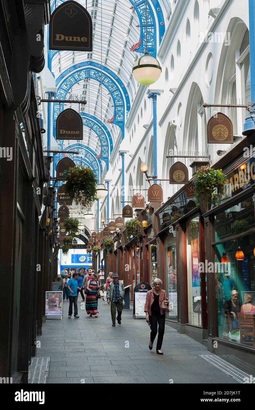 Shops in Thornton's arcade, Leeds city centre, West Yorkshire, England. Arcade, Leeds city