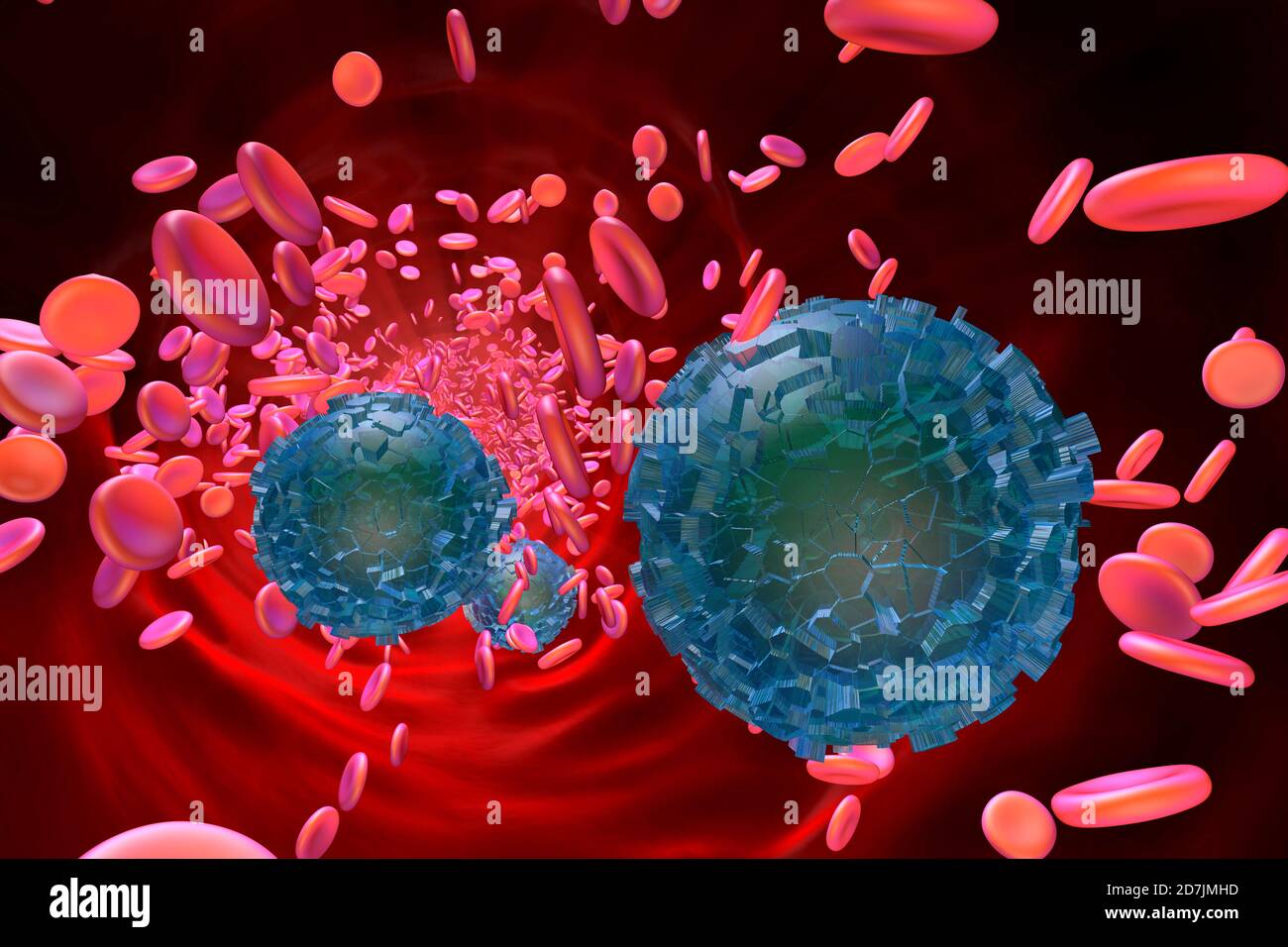 3D rendered illustration of micro plastic in blood stream Stock Photo
