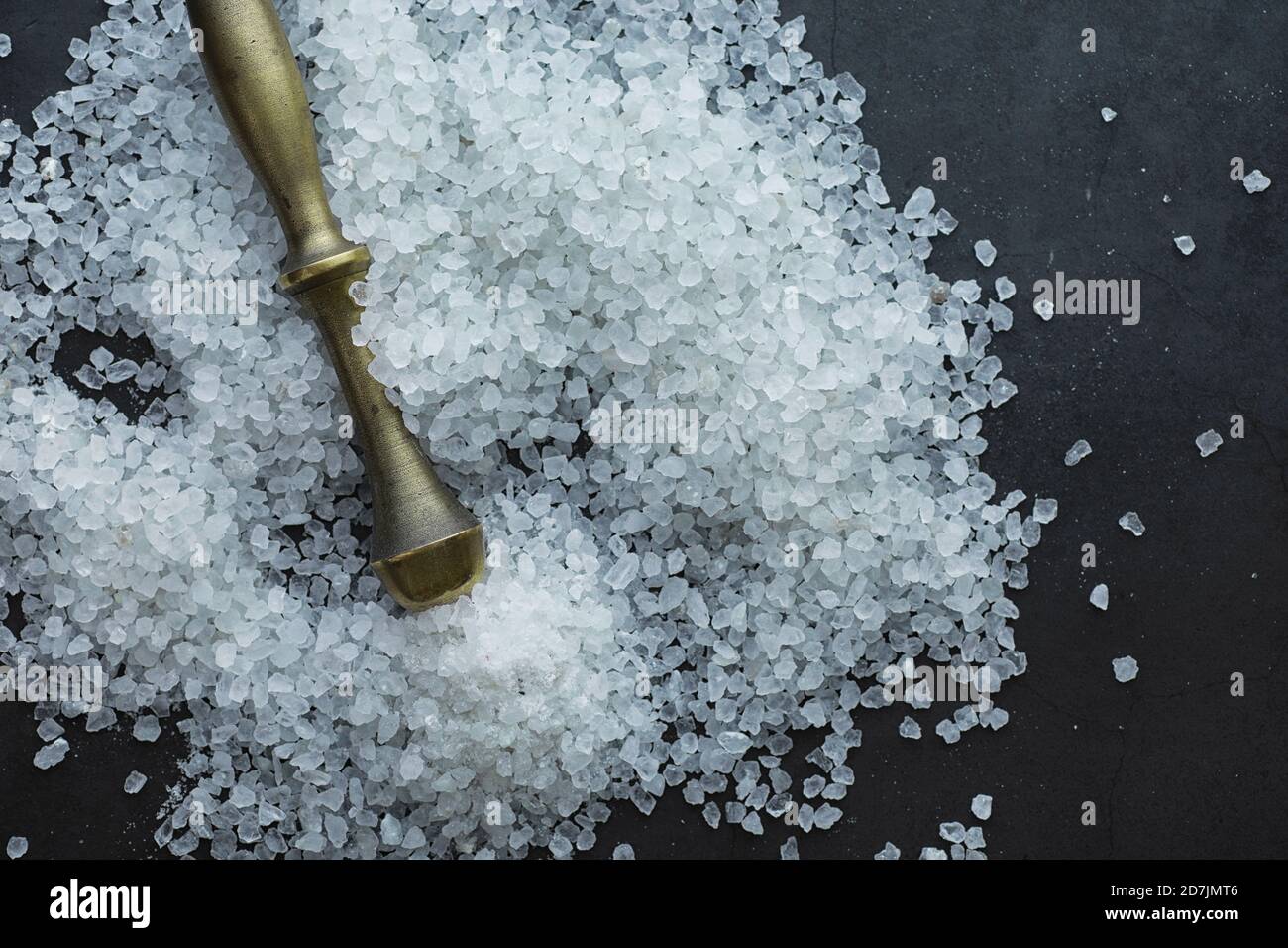 Large sea salt. Spice. Mortar and pestle for grinding Stock Photo Alamy
