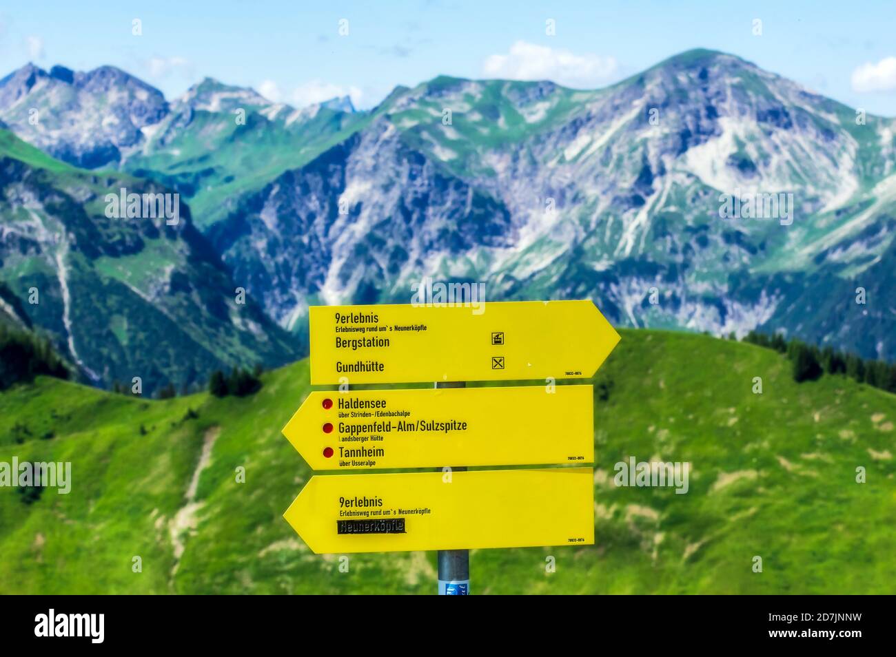 Directional sign in Tannheimer Tal Stock Photo