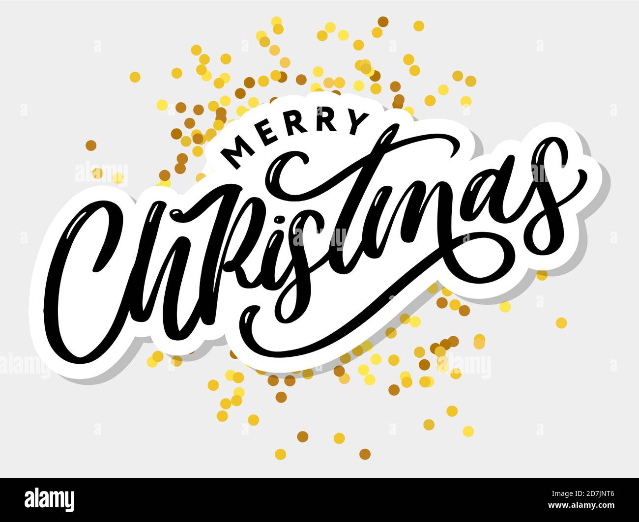 Merry christmas 2021 Beautiful greeting card poster with calligraphy black text word. Hand drawn design elements. Handwritten modern brush lettering Stock Vector