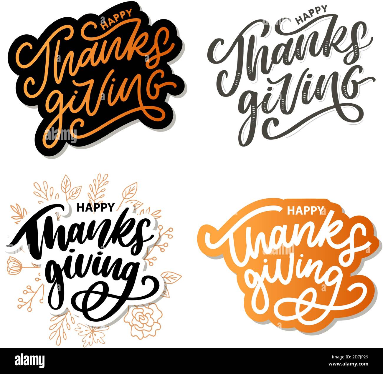 happy thanksgiving lettering calligraphy text brush vector Stock Vector ...