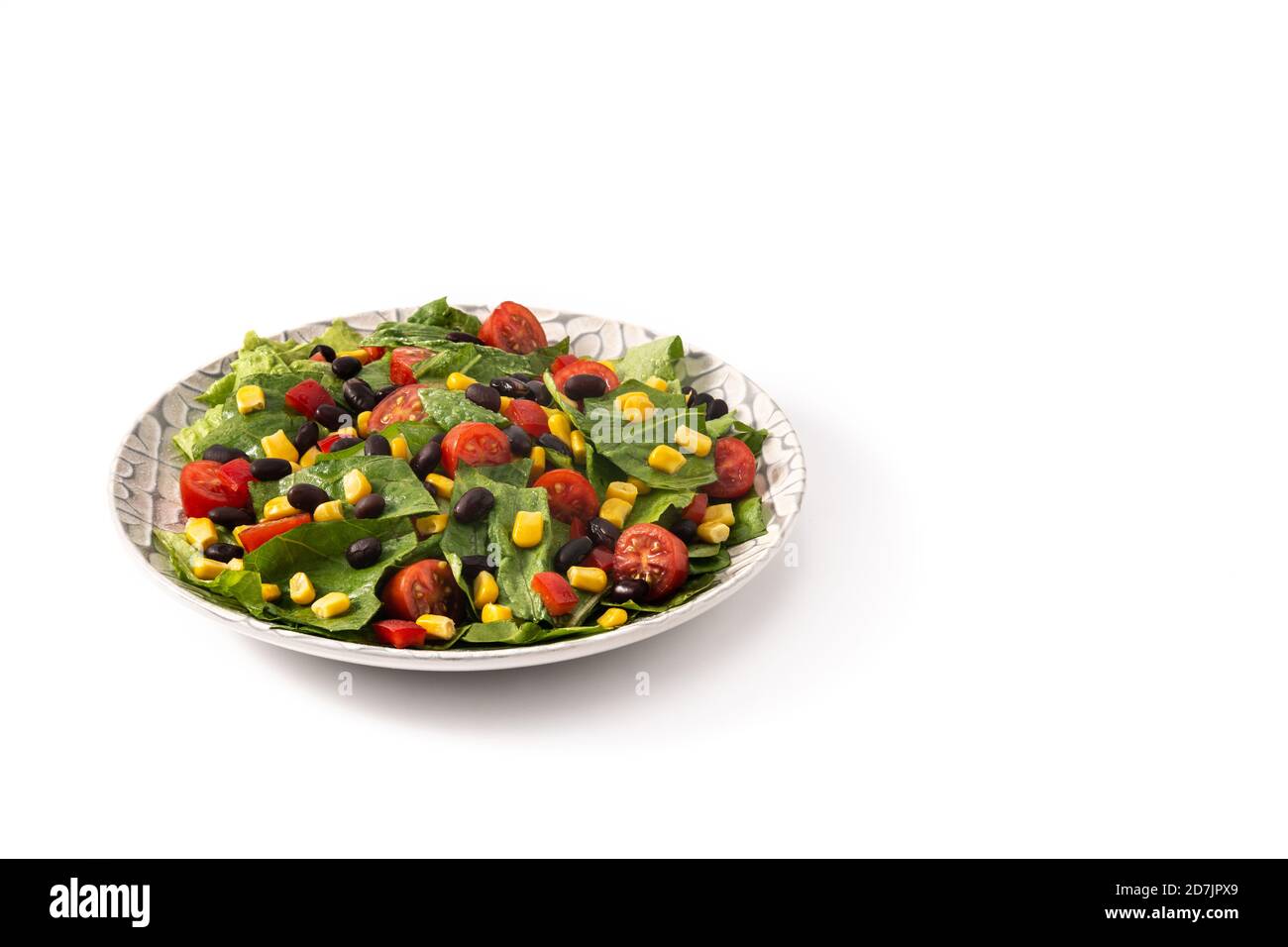 Mexican salad with black beans, corn,tomatoes,lettuce and pepper