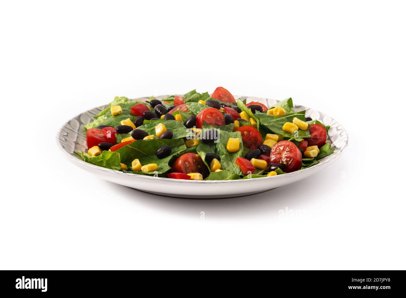 Mexican salad with black beans, corn,tomatoes,lettuce and pepper