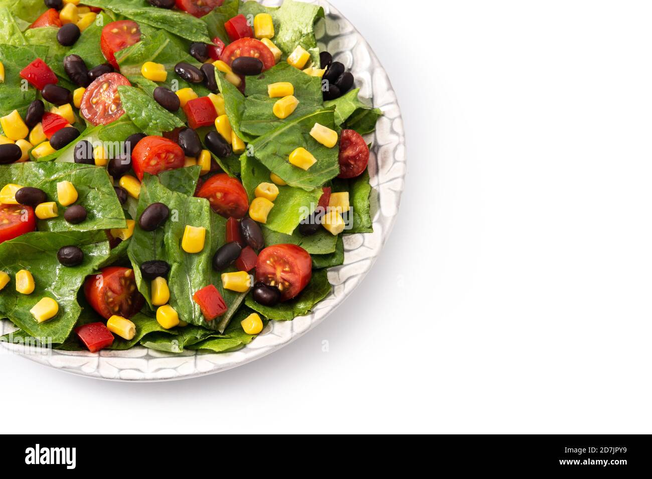 Mexican salad with black beans, corn,tomatoes,lettuce and pepper