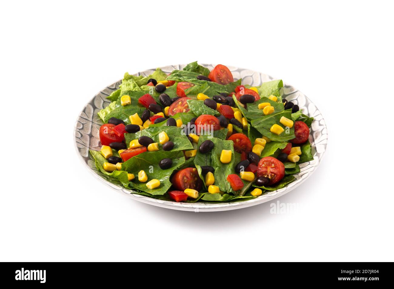 Mexican salad with black beans, corn,tomatoes,lettuce and pepper