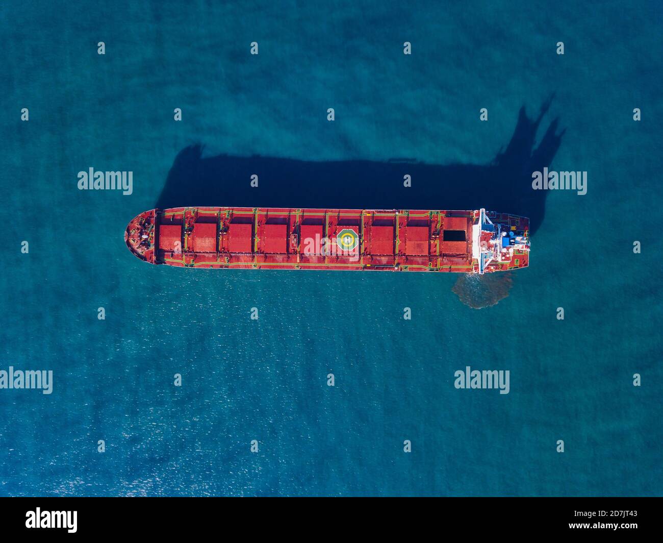 Aerial view of container ship sailing in Sea of Japan Stock Photo