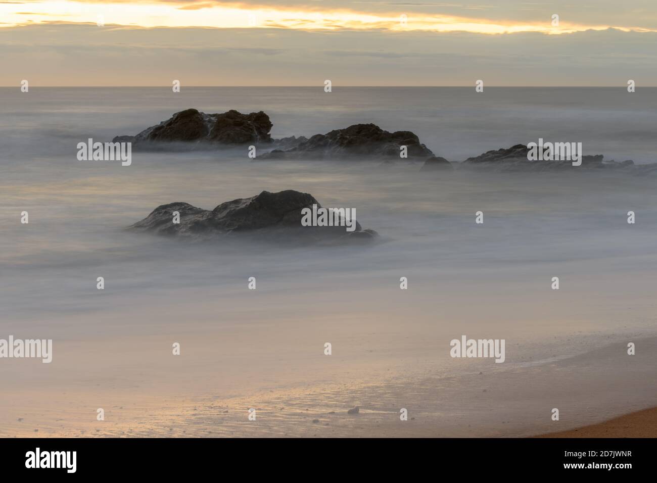 Rocky coast of the Atlantic Ocean in France near Sable d'olonne town ...