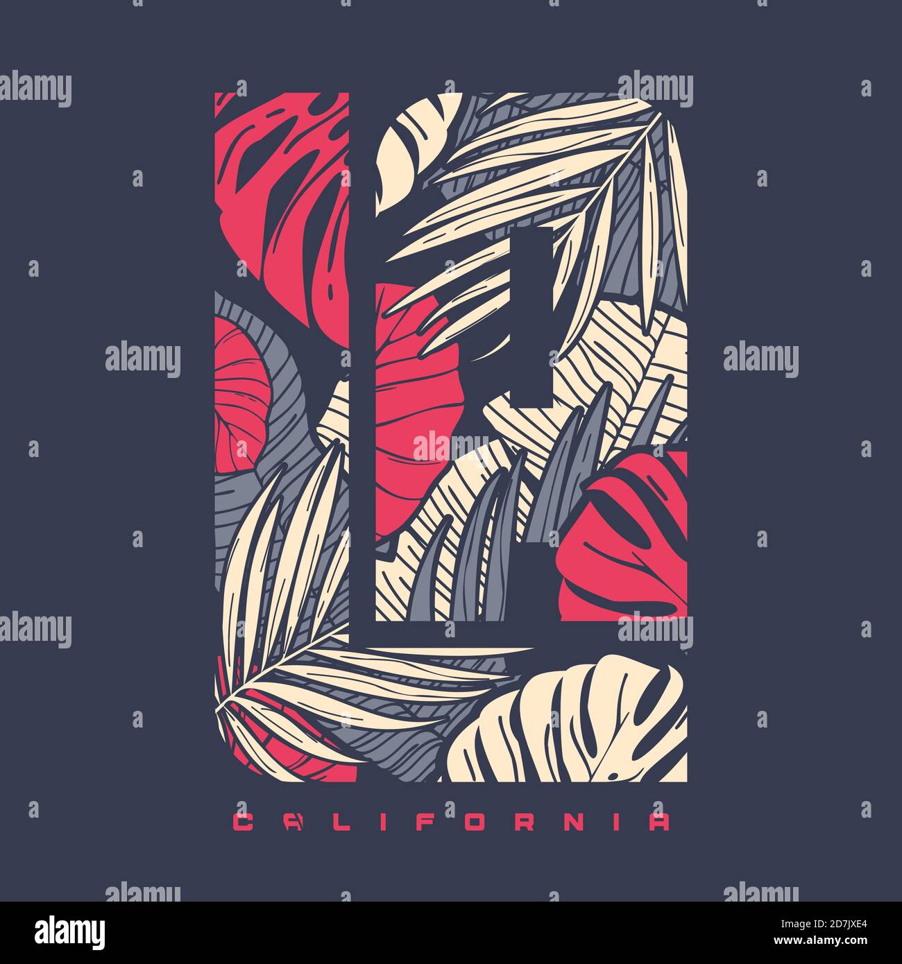 Los Angeles colorful tropical vector tshirt design, poster, print