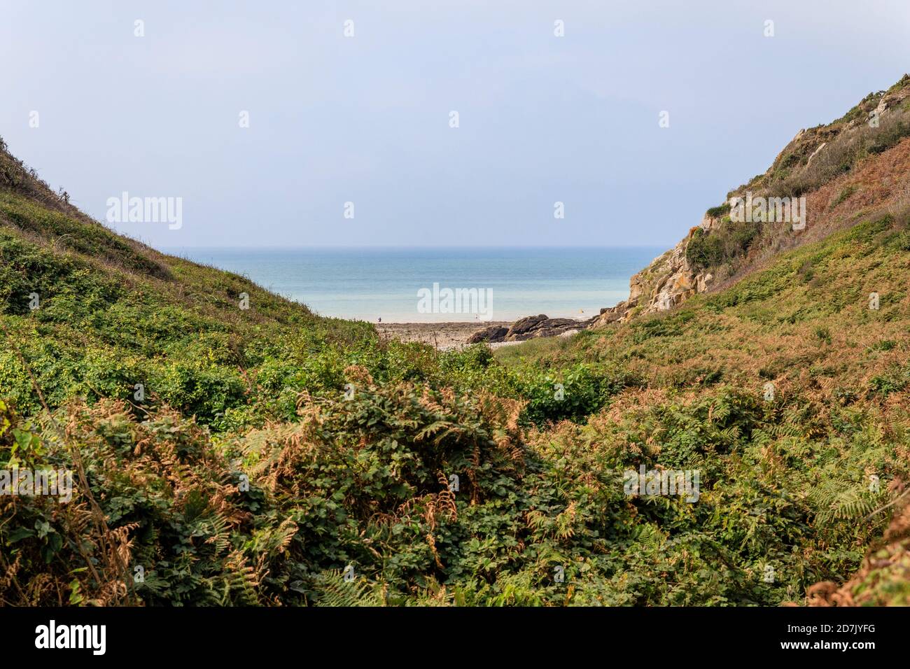 France, Manche, Cotentin, Mont-Saint-Michel Bay listed as World Heritage by UNESCO, Carolles, Vallee du Lude // France, Manche (50), Cotentin, Baie du Stock Photo