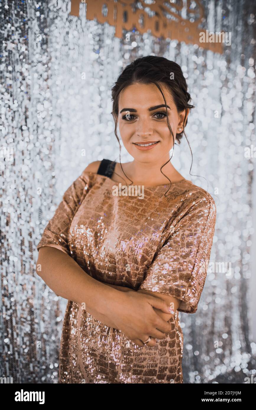 inscription: happy birthday. couple in festive fashionable clothes Stock  Photo - Alamy