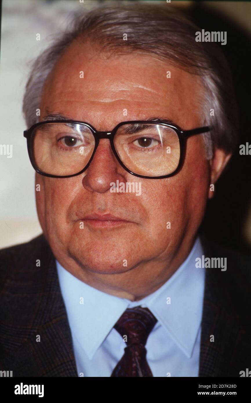 Portrait of French former Prime minister Pierre Mauroy, Lyon, France, 90ies Stock Photo