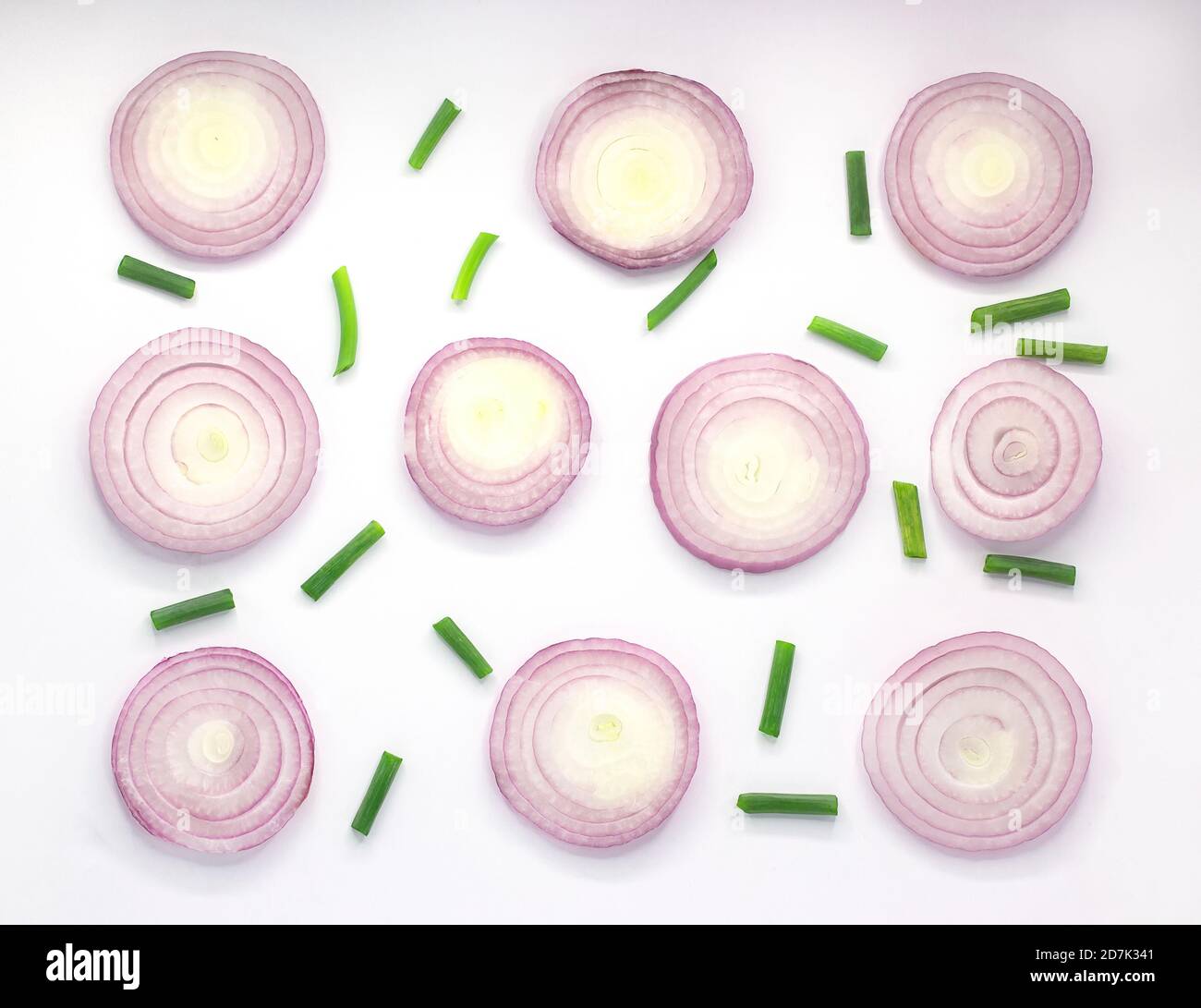 sliced red onion isolated on white background,top view Stock Photo - Alamy