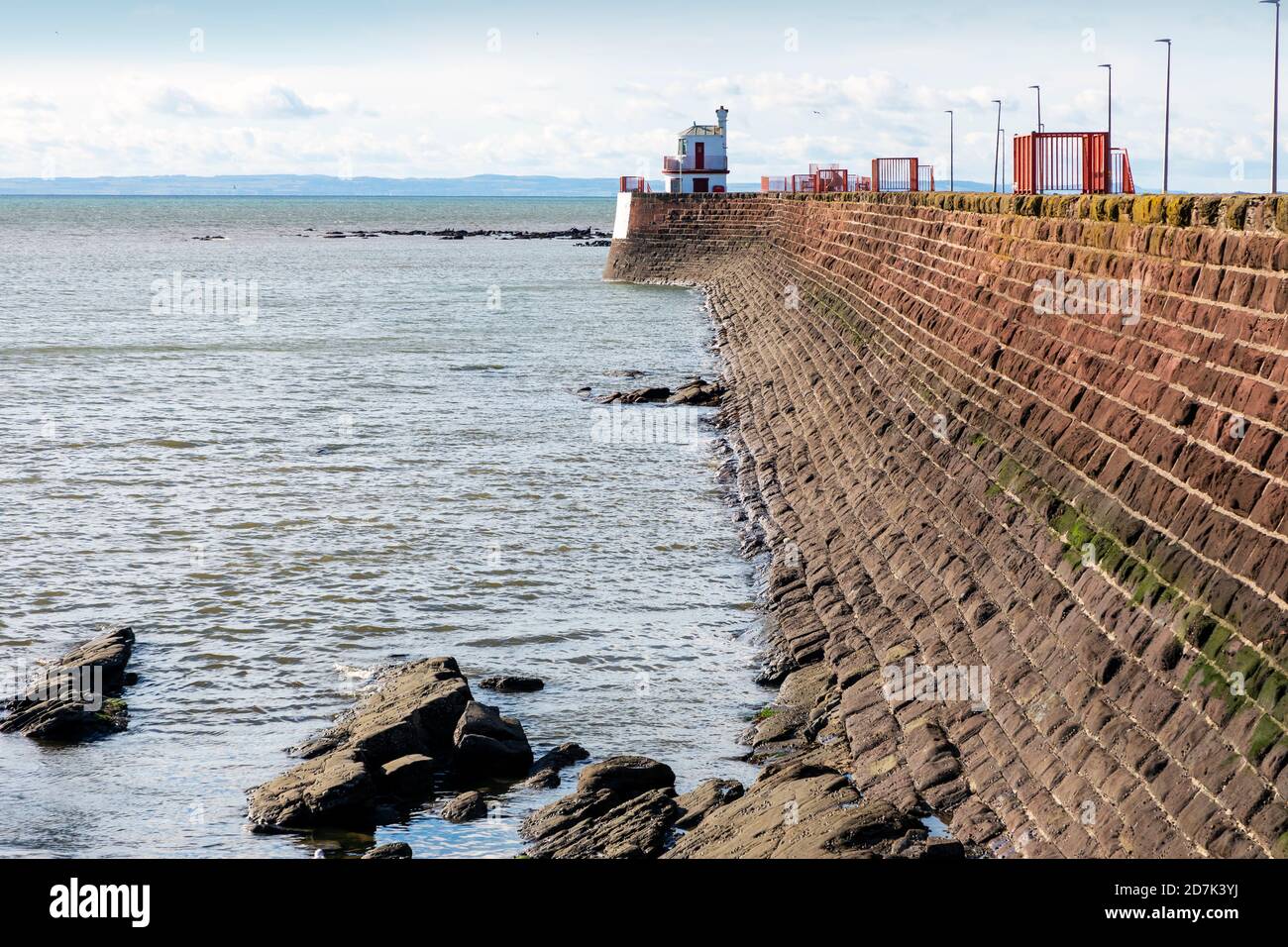 Observation building at the end of the harbour wall, Arbroath, Angus,  Scotland, overlooking the North Sea Stock Photo - Alamy