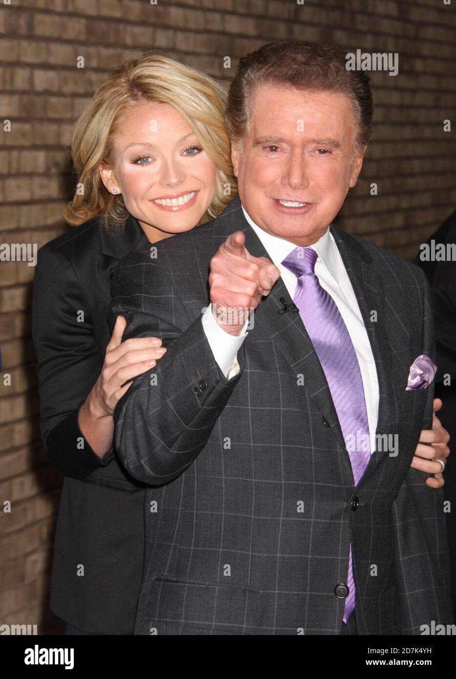 Kelly Ripa and Regis Philbin outside the &ldquo;Live with Regis and Kelly