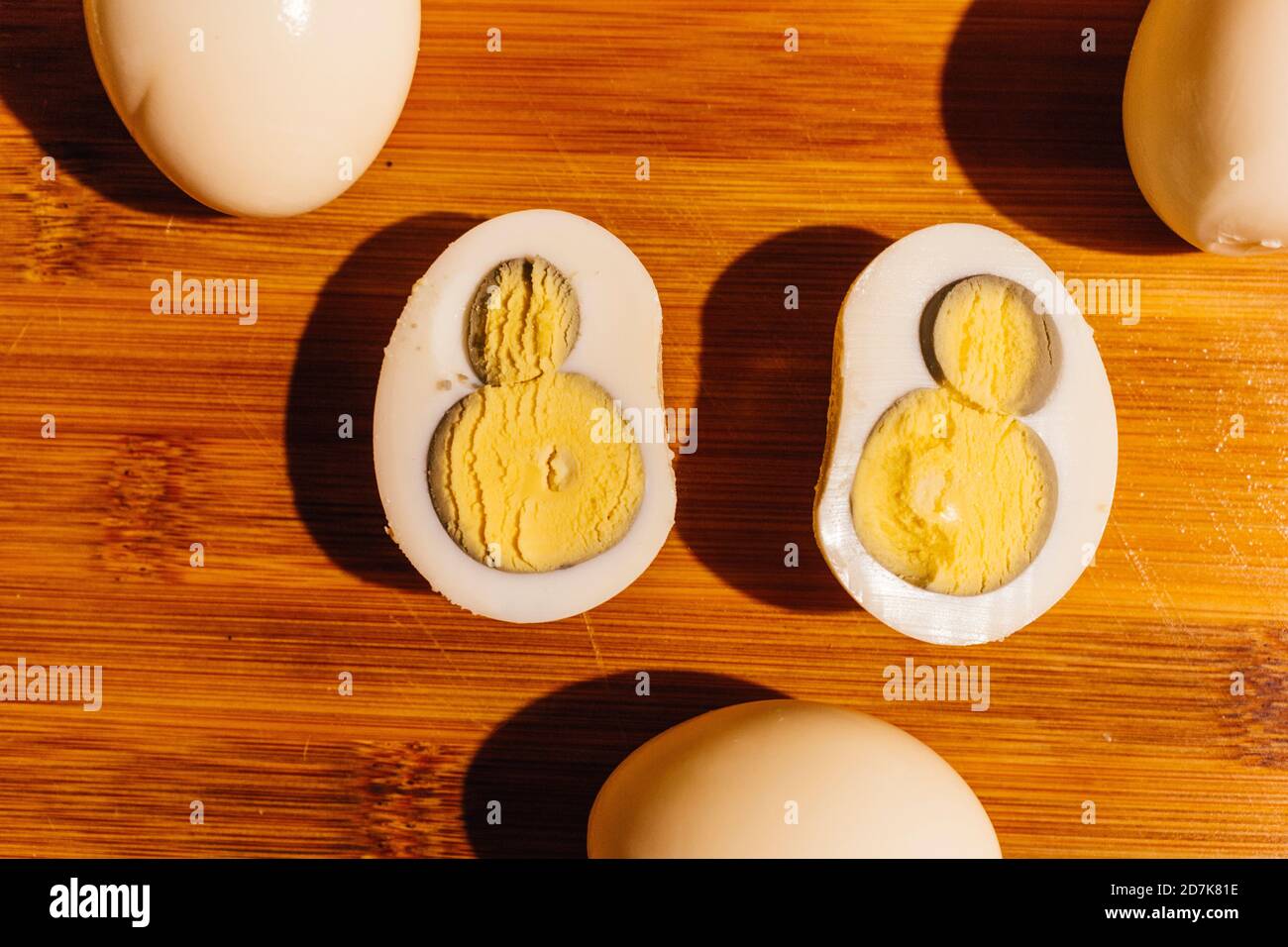 chicken egg double twins mutation gmo anomaly organic breakfast Stock