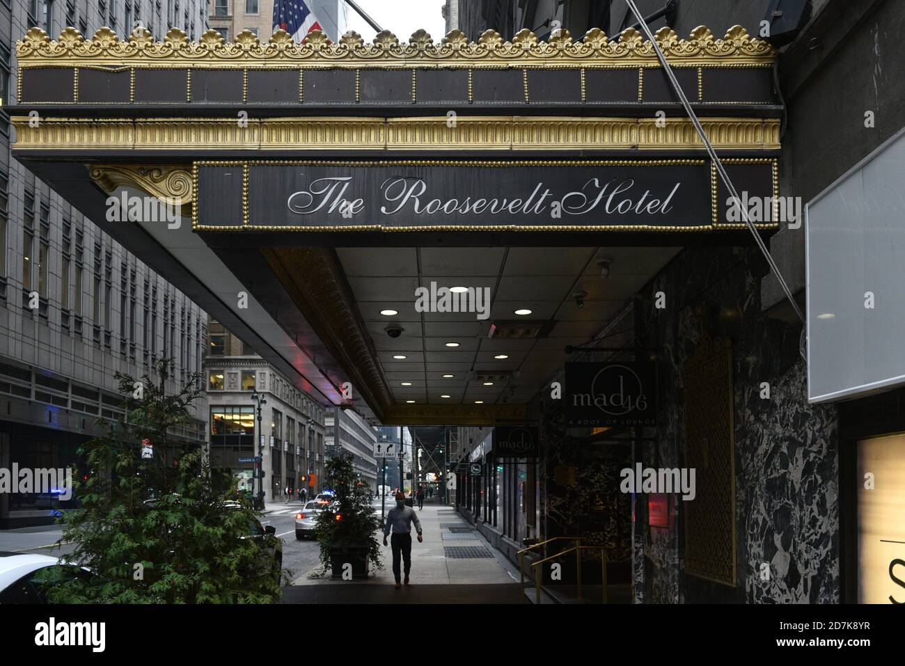 An exterior view of the Roosevelt Hotel on October 22, 2020 in New York. The Roosevelt Hotel, one of New York’s oldest and most storied hotels, will c Stock Photo